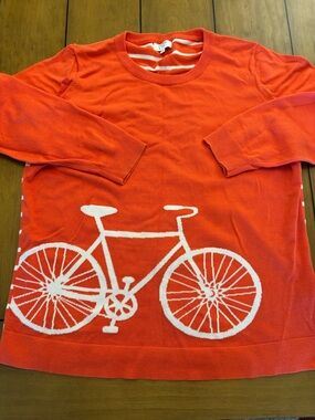 Crown & Ivy Orange Bicycle Crewneck Cotton Sweater